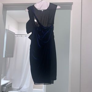 Three floor blue velvet and mesh dress